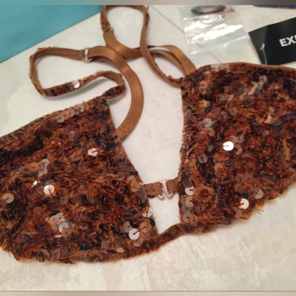 Sequin Embellished Brown Top